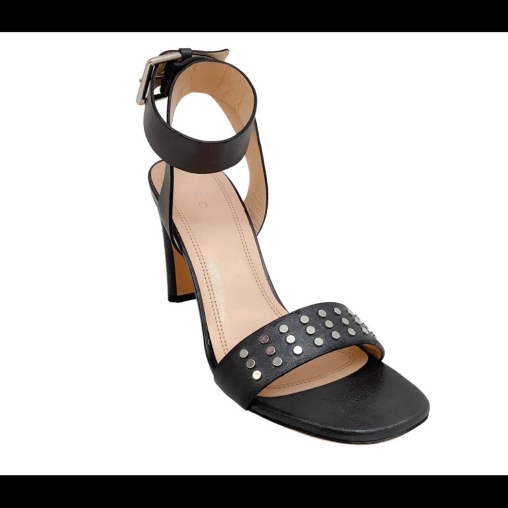IRO Black Leather Mayami Silver Studded Sandals.
